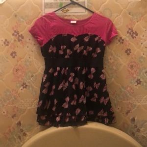 Pink and Black Silk Top with Bows Design